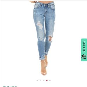 KanCan Distressed Skinny Jean with Frayed Hem